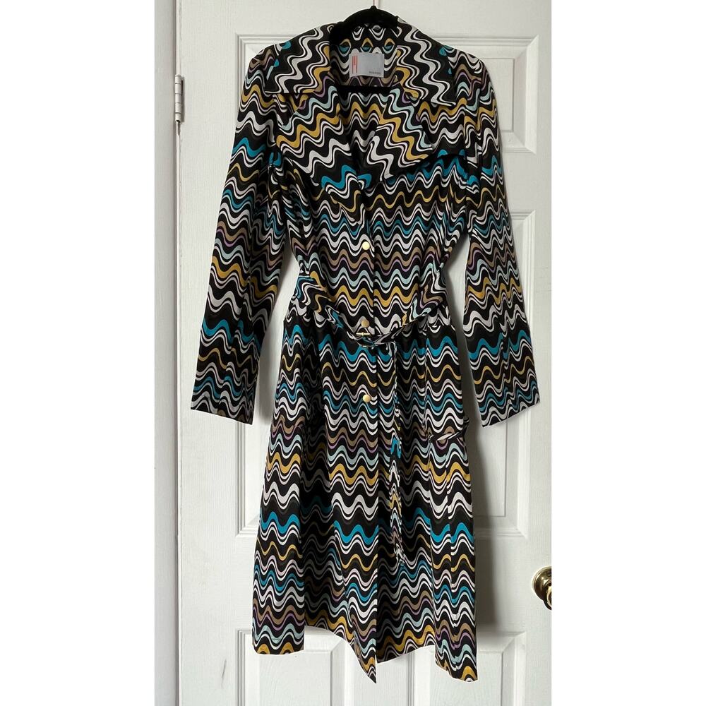 Missoni Graphic Print Lightweight Coat w/Belt - Size 10